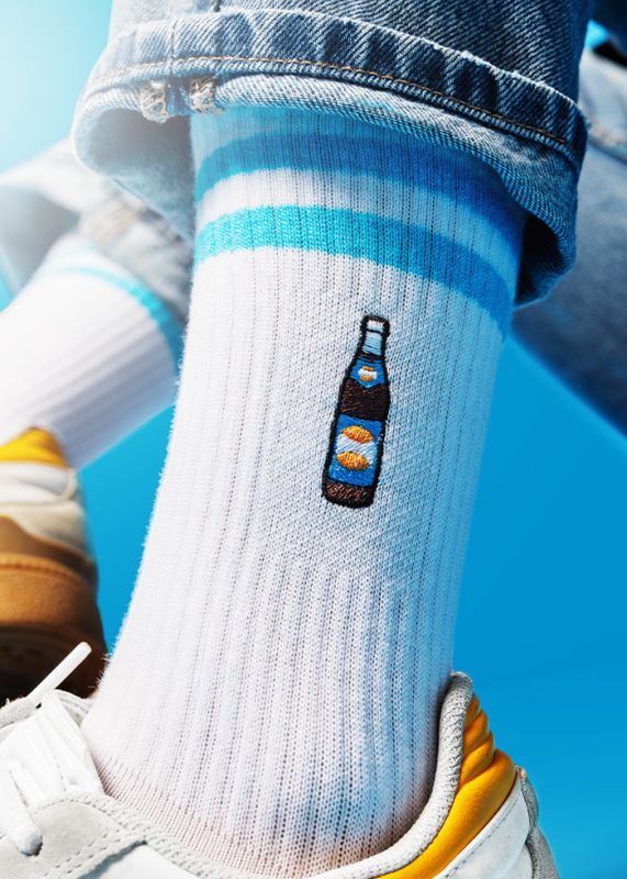 Spezi Bestickte Bio Baumwoll Socken mit Flaschen-Stick